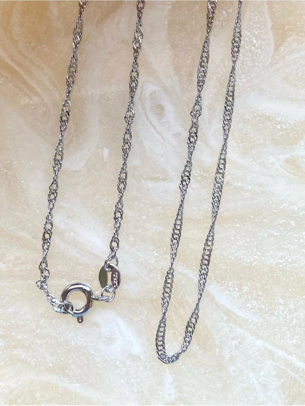 Sterling Silver Twisted Link Necklace - Silver